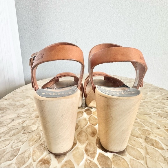 Swedish Hasbeens Toffel Women's Tan Leather Peep Toe Sandals Size 36 - Picture 5 of 15